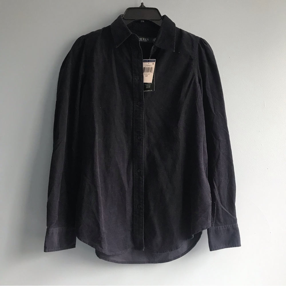 Lauren Ralph Lauren Navy Blue Corduroy Button Down Shirt Size S - Picture 3 of 7